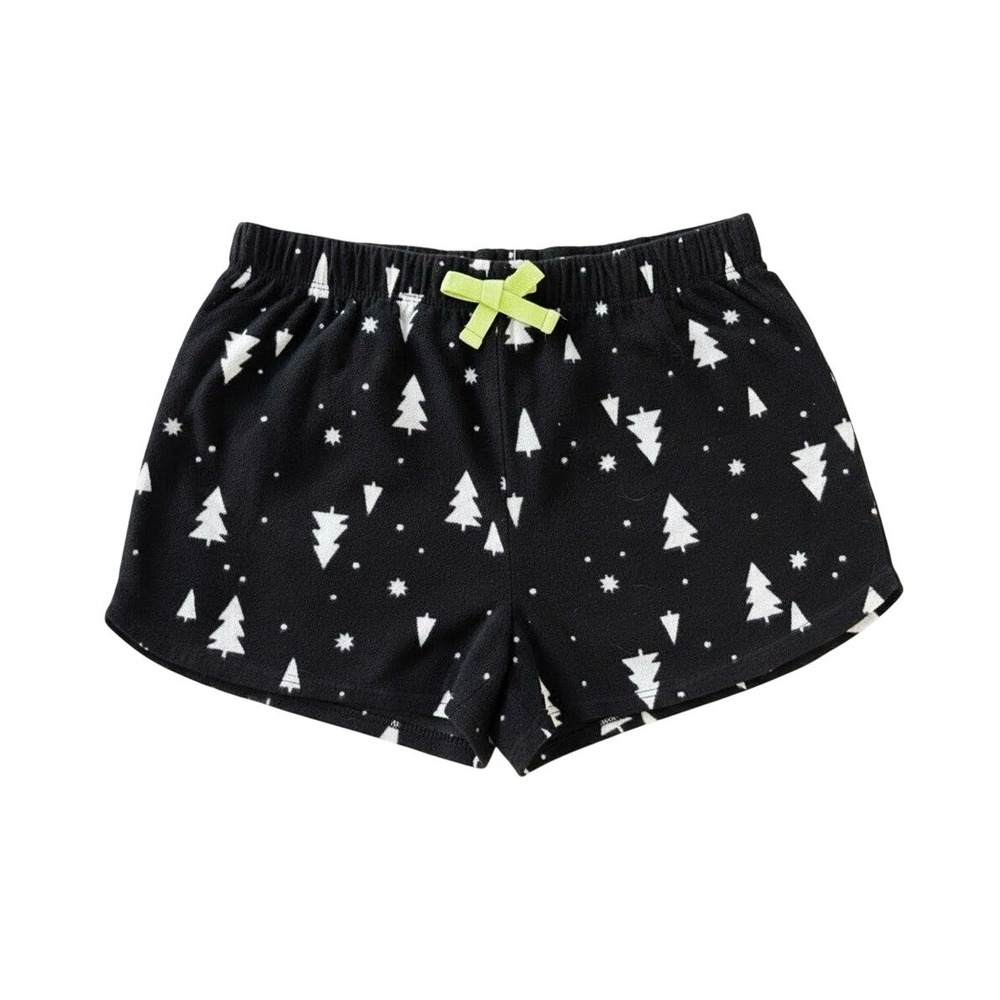 Old‎ Navy Girls XL 14-16 Black Fleece Christmas Tree Pajama Shorts Holiday Cozy